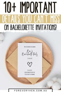 an envelope with the words 10 + important details you can't miss on bachelor party