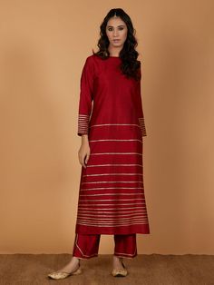 Khadi Kurti, Coordinated Sets, Gota Patti Suits, Palazzo Dress, डिजाइनर कपड़े, Dresses Pakistani, Silk Kurti Designs, Design Kurta, Gota Patti Work