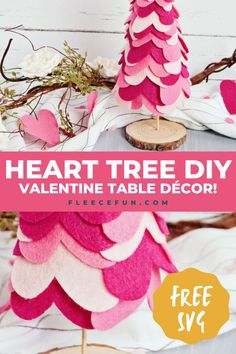 a heart tree, perfect for valentine's day table decorations or handmade gifts, made with free printable and step by step tutorial from fleece fun