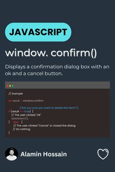 Learn javascript window.confirm method, Javascript tutorial, Javascript Wallpaper, Javascript Tips, Javascript Methods, Javascript Tutorial, Javascript Code, Ui Design Principles