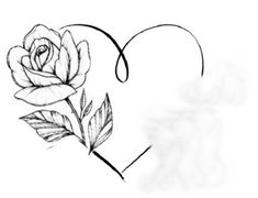 a drawing of a rose in the shape of a heart