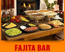 a table full of food with the words fajita bar in front of it