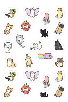 an assortment of stickers with cats and dogs on them