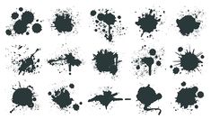 black ink blotches on white background