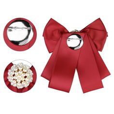 Fancy Cute Bowknot Necktie for School Uniform. Bow tie brooches for Women Light up your outfits. Bowtie with a pearl in the middle, and the pin is on the back, elegant, and easy to use. The locking brooch pin back can make you clip your bowknot quickly and easily. It is super easy to put on and stays in place. Specification: 1. Beads Bowtie: This beautiful pre-tied bow tie with clip closure, and faux pearls designed bow tie is lovely and quick. 2. Stand Out from the Crowd: This bowknot brooch pi Elegant Red Bow For Gift, Elegant Christmas Brooches For Formal Occasions, Elegant Christmas Party Brooches, Elegant Red Holiday Brooch, Elegant Red Holiday Brooches, Elegant Red Brooch Pins, Elegant Red Pins For Party, Elegant Red Party Pins, Elegant Red Christmas Brooches