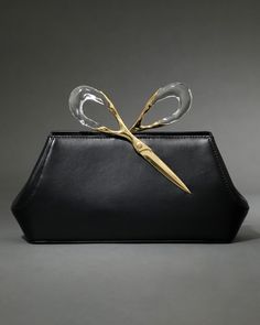 The Scissor Clutch in Black Leather | Alexis Bittar Alexis Bittar Earrings, Formal Clutch, Unique Clutch, Alexis Bittar Jewelry, Leather Clutch Purse, Drawing Bag, Unique Handbags, Popular Handbags, Vintage Clutch