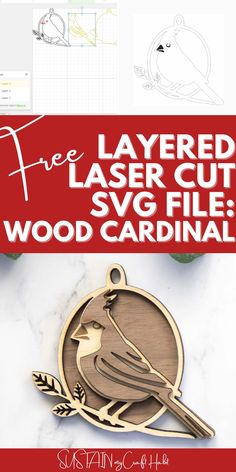 the laser cut wood cardinal is on display