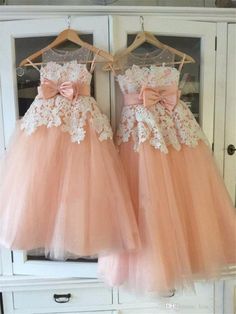 Peach Flower Girl Dress, Flower Girl Dress Baby, Lace Flower Girl Dress, Girls Communion Dresses, Pink Flower Girl Dresses, Long Train Wedding Dress, First Communion Dresses, Trendy Wedding Dresses