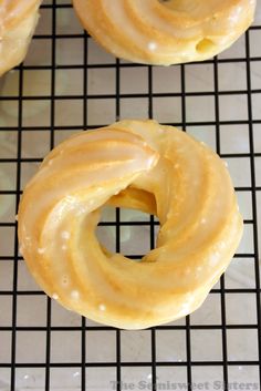 Oven Baked French Cruller Donuts Cruller Donut, French Cruller Donut, French Cruller, Cruller Donuts, Sour Cream Donut, French Crullers, Donuts Recipes, Baked Donut, Doughnut Recipes