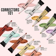 Concelar Color, Colour Corrector Guide, Color Corrector Guide, Best Color Corrector, Under Eye Color Corrector, La Girl Pro Concealer, Aesthetic Views, Skin Tone Makeup, Colour Correction