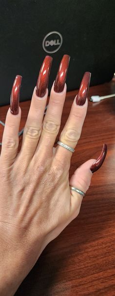 Angela Smyth, Chocolate Nails, Long Fingernails, Curved Nails, Punk Nails, Claw Nails, Cute Acrylic Nail Designs, Really Cute Nails