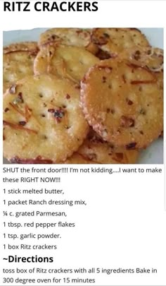 the recipe for ritz crackers is shown in an email form, with information about it