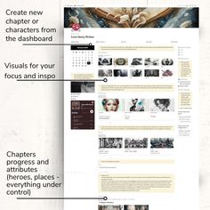 an image of a website page with the words'create new characters from the dashboard '