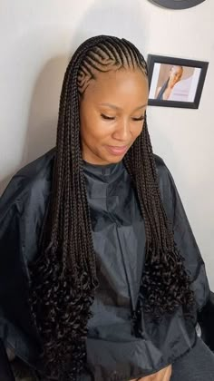 Braided Hairstyles For Adults, Long Fulani Braids Hairstyles, Long Cornrows Braids, Two Layer Feed In Braids, Braids Inspiration, Cornrow Hairstyle, Cornrows With Box Braids