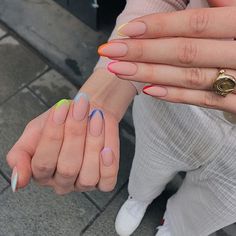 Pastel Color Nails, Rainbow Nails, Neon Nails, Pretty Acrylic Nails, Square Nails, Nail Decorations