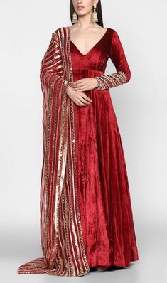 Excited to share this item from my #etsy shop: Maroon velvet Anarkali with mirror and gotta embroidered dupatta, Indian wedding burgundy dress gown, bridesmaid dresses #wedding #maroonanarkali #maroondress Maroon Anarkali, Abhinav Mishra, Velvet Anarkali, Velvet Suit Design, Nikkah Dress, Velvet Dress Designs, Salwar Kamiz, Pakistani Bridal Dresses, Designer Party Wear Dresses