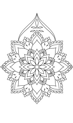 a black and white drawing of a flower