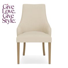 a white chair with the words give love, give style