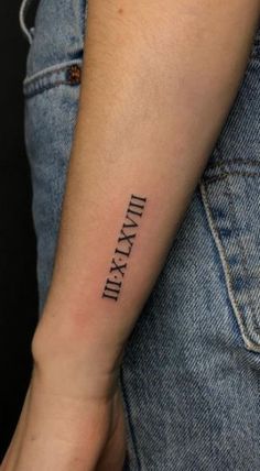 Birthdate Tattoo Roman Numeral, Date Ideas For Tattoos, Family Roman Numeral Tattoo, Tattoo Roman Numeral Ideas, Tattoos In Roman Numerals, Roman Numeral Tattoo Styles, Roman Numerals Tattoo Placement, Tattoo Of Roman Numerals