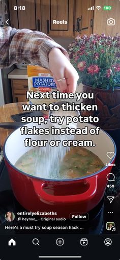 How To Thicken Soup, Potato Flakes, Soup Season, Mashed Potatoes