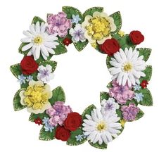 a wreath made out of flowers and leaves