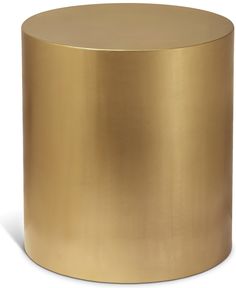 a round gold metal table with a white background