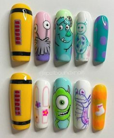 Gel Nails Designs, Cartoon Nail Designs, Character Nails, Christmas Nail Design, Nail 2023, Cartoon Nails, Nail Drawing