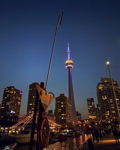 toronto harborfront at night with CN tower aesthetic Toronto Downtown Night, Toronto Film School, Toronto Island, Toronto City, Toronto Travel, Visit New York City, Scenery Photography, Toronto Canada, Downtown Toronto