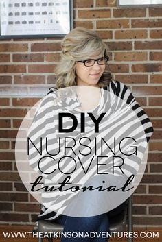 a woman sitting in a chair with the words diy nursing cover beyond