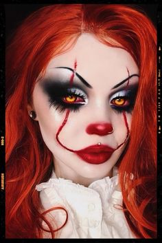 Pennywise makeup inspiration for Halloween Carnaval Make-up, Makeup Clown, Halloween Makeup Clown, Fantasy Make-up, Halloweenský Makeup, Halloween Make-up Looks, Holloween Makeup, Halloween Nails Diy, Creepy Halloween Makeup