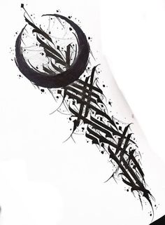 an ink drawing of the letter q in black and white