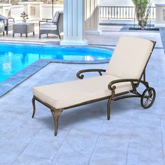 PRICES MAY VARY. [Pretty Cast Aluminum Chaise Lounge Outdoor]: This pool chairs with gold antiquing glaze over deep brown is an attractive addition to your poolside. The elegant look fit in with your outdoor decor and furniture [Comfort Seating Experience]: There are 3 backrest tilting positions to provide fantastic lounging and relaxation experience. 120° for reading, 150° for relaxing and 170° for napping. The thick cushion provides ultimate comfort while sitting [Premium Aluminum Frame] : Wea Poolside Chairs, Cushion Chairs, Tanning Chair, Poolside Lounge Chairs, Tulsa Time, Outdoor Tanning, Poolside Lounge, Relaxing Backyard, Vintage Porch