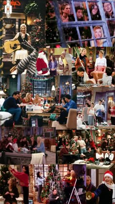 collage of photos with people and christmas decorations