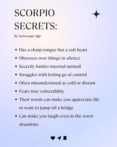 the scorpio secrets app is open and showing instructions for how to use it