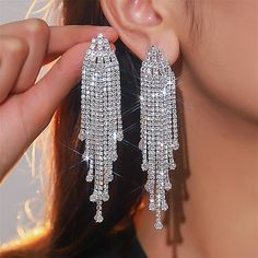 Gender:Women's; Quantity:1 Pair; Theme:Drop; Shape:Geometric; Style:Elegant,Luxury,Simple,Vintage,Stylish; Width of Earrings:1.7; Jewelry Type:Hoop Earrings,Drop Earrings,Stud Earrings,Earrings; Occasion:Engagement,Party,Wedding,Holiday,Prom; Material:Rhinestone; Length of Earrings:9.2; Design:Retro; Front page:WE; Listing Date:10/25/2023 Holiday Engagement, Wedding Party Accessories, Cheap Earrings, Simple Luxury, Womens Earrings Studs, Wedding Banquet, Engagement Party Wedding, Wedding Party Jewelry, Retro Mode