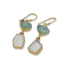 Brass is the base metal and gold plated up to 14k. Handcrafted raw stone Earring with semi-precious stones. Raw Stone Earring, Faux Flower Arrangements, Blue Calcite, Emotional Body, Crystal Meanings, Semi Precious Stones, Raw Stone, Stone Earrings, Base Metal