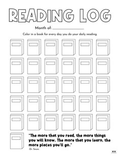 the reading log is shown in black and white with an image of books on it