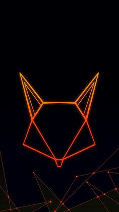 an orange fox's head on a black background with lines in the foreground