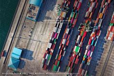 an aerial view of cargo containers at the port