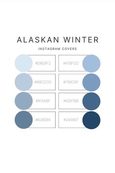 the alaskan winter instagram cover is shown in shades of blue, white and gray