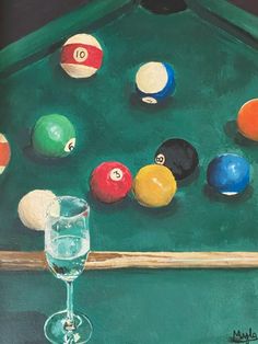 painting Billiards Painting, Billiards Art Paintings, Eight Ball Painting, 8ball Painting, Pool Table Painting, Pool Ball Painting, 8 Ball Pool, Pool Paint, Pool Art