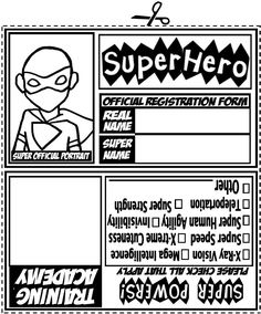 a black and white comic strip with the words super hero written in bold font on it