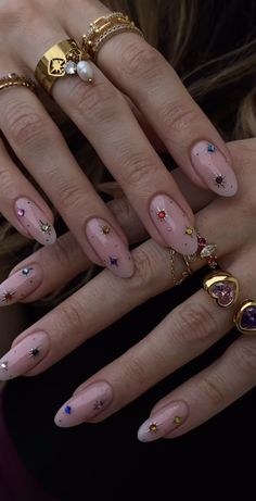 Dua Lipa Nails 2024, Edgy Winter Nails, Nail Designs With Charms, Classy Almond Nails, Nails Now, Colored Acrylic Nails, Simple Acrylic Nails, Pretty Gel Nails, Crazy Nails