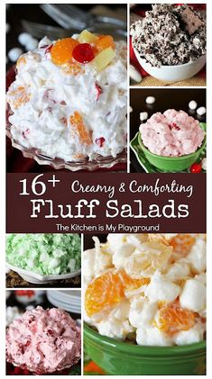 different types of desserts and confecting for the holiday season, including fruit salads