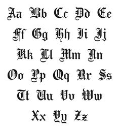 an old english alphabet with different letters and numbers