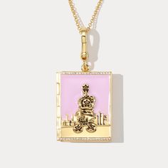 Bring a touch of sophistication and fortune to your ensemble with the Tarot Magic Locket Necklace. Crafted with luxurious brass and finished with an elegant enamel, this exclusive piece is sure to be a conversation starter. Whether you're giving it as a gift, rocking it at a party, or hoping to bring some luck your way, this stylish locket will be a treasured addition to any jewelry collection. DETAILS Plating: 18K Gold Materials: 18K Gold on Brass, Enamel Necklace Length: Adjustable, 29.52"(75c Cheap Spiritual Locket Necklace, Disney Tarot, Four Of Pentacles, Spiritual Gift Ideas, Necklace With Picture, Tarot Magic, Card Jewelry, Talisman Necklace, Unique Gift Wrapping