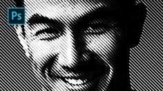 a black and white photo of a man's face with the word photoshop on it