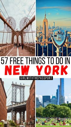 new york city with text overlay that reads, free things to do in new york