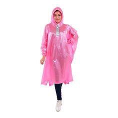 IMPORTANT: PLEASE READ BELOW PRIOR TO ORDERING Size Details : -material width = 1 25 cm -material length = 108cm -sleeve length = 28cm -hand opening = 14cm -hood width = 30cm -Material thickness = 0,15mm Raincoat sleeve poncho with hood attached, neck strap and elastic band in hand. This raincoat poncho now comes in a variety of colors, made of high quality vinyl which is suitable for outdoor activities, parks, concerts, hiking, camping, travelling, fishing, sporting events. You feel comfortable Rainy Season Raincoat With Drawstring Hood, Pink Raincoat For Fall Outdoor Activities, Pink Hooded Raincoat For Winter, Pink Hooded Winter Raincoat, Pink Long Sleeve Raincoat For Outdoor Activities, Pink Waterproof Raincoat For Outdoor Activities, Oversized Hooded Raincoat For Rainy Season, Pink Hooded Raincoat For Fall, Pink Waterproof Long Sleeve Raincoat