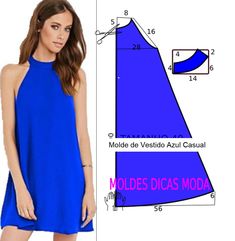 a woman wearing a blue dress and measurements